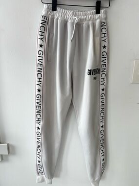 Givenchy White Track Joggers with Black Logo Tape sweatpants running unisex